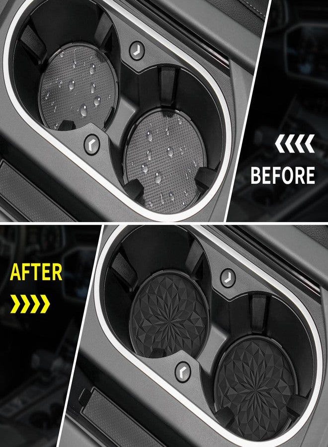 ME.FAN Car Cup Coaster [4 Pack] Silicone Car Coasters/Cup Mats - 2.75In Universal Non-Slip Recessed Car Interior Accessories - Car Cup Holder Insert Coasters Black - Image 4