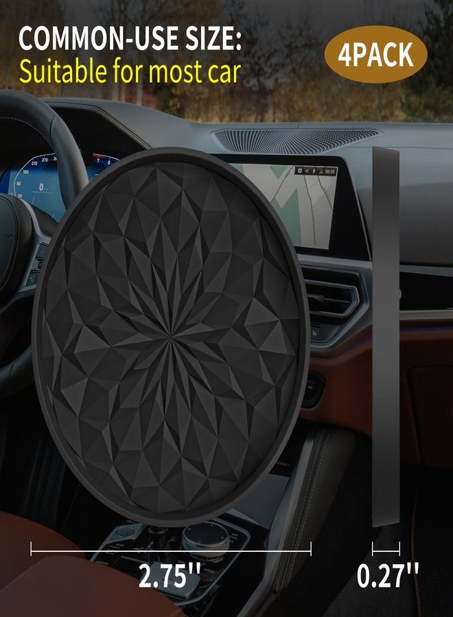 ME.FAN Car Cup Coaster [4 Pack] Silicone Car Coasters/Cup Mats - 2.75In Universal Non-Slip Recessed Car Interior Accessories - Car Cup Holder Insert Coasters Black - Image 2
