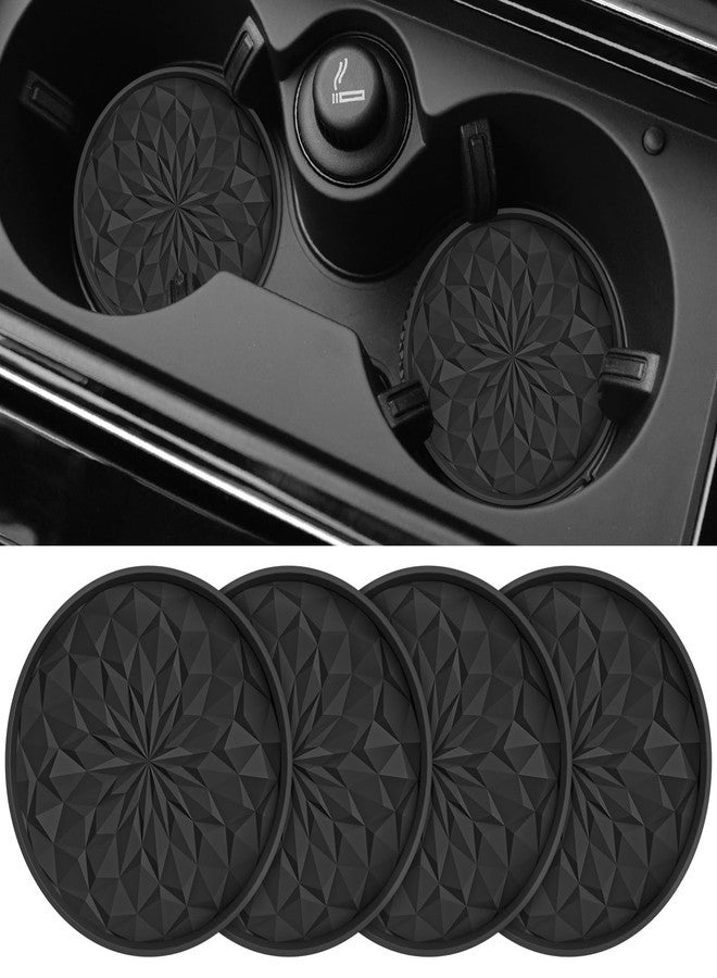 ME.FAN Car Cup Coaster [4 Pack] Silicone Car Coasters/Cup Mats - 2.75In Universal Non-Slip Recessed Car Interior Accessories - Car Cup Holder Insert Coasters Black - Image 1