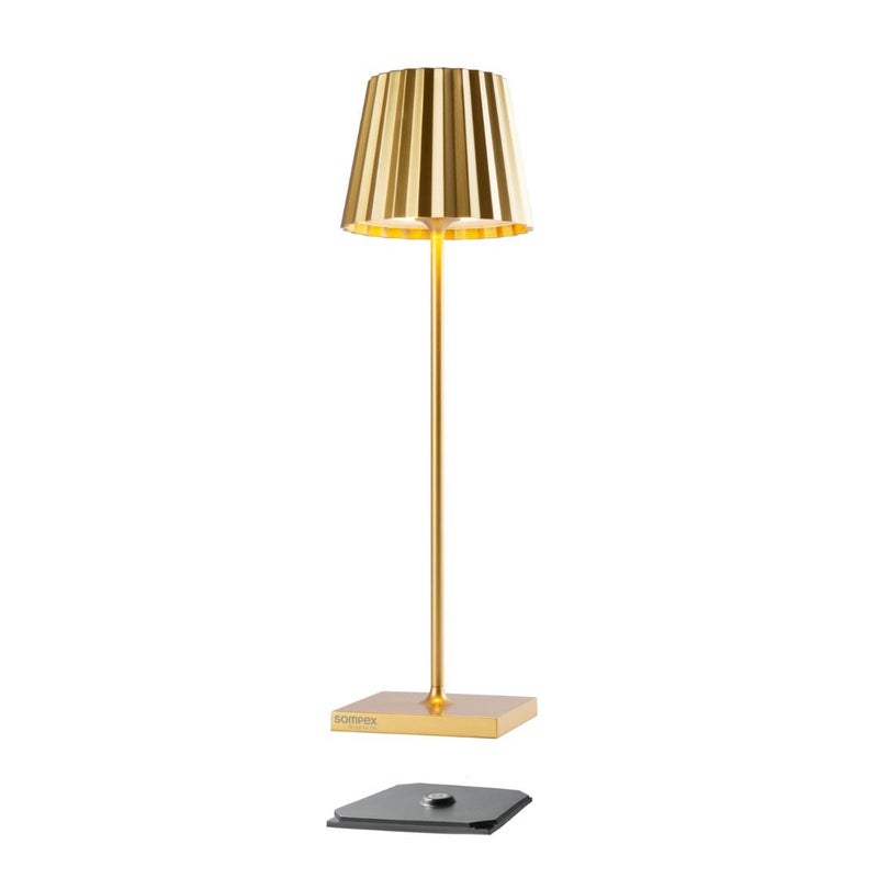 Sompex Troll 2.0 Table Lamp (Glossy finish) | Indoor & Outdoor | Stepless touch dimmer | 2 warm white light colours | Brightness memory function | IP 54 (splash and dust proof) | 11x10x38 cm - Gold - Image 2
