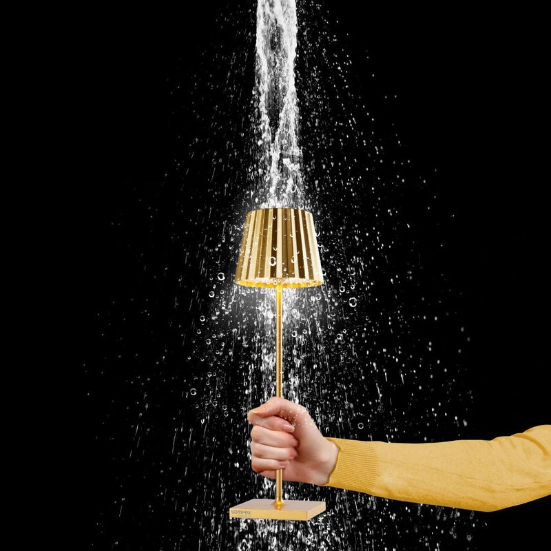 Sompex Troll 2.0 Table Lamp (Glossy finish) | Indoor & Outdoor | Stepless touch dimmer | 2 warm white light colours | Brightness memory function | IP 54 (splash and dust proof) | 11x10x38 cm - Gold - Image 3