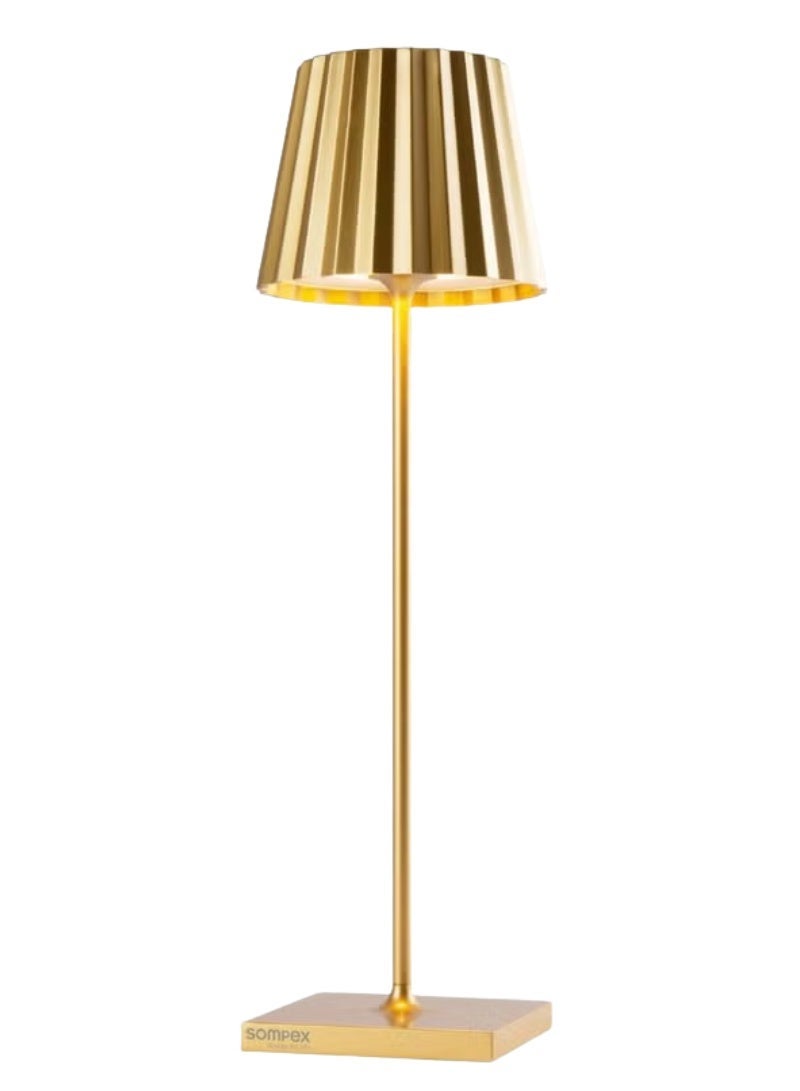 Sompex Troll 2.0 Table Lamp (Glossy finish) | Indoor & Outdoor | Stepless touch dimmer | 2 warm white light colours | Brightness memory function | IP 54 (splash and dust proof) | 11x10x38 cm - Gold - Image 1