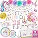 RainMeadow 152 Pc Premium Unicorn Birthday Decorations Set for Girls Complete Unicorn Party Decorations Supplies Kit with Plates Cups Napkins Balloons Banner Headband Magical Rainbow Party for Kids - Image 3