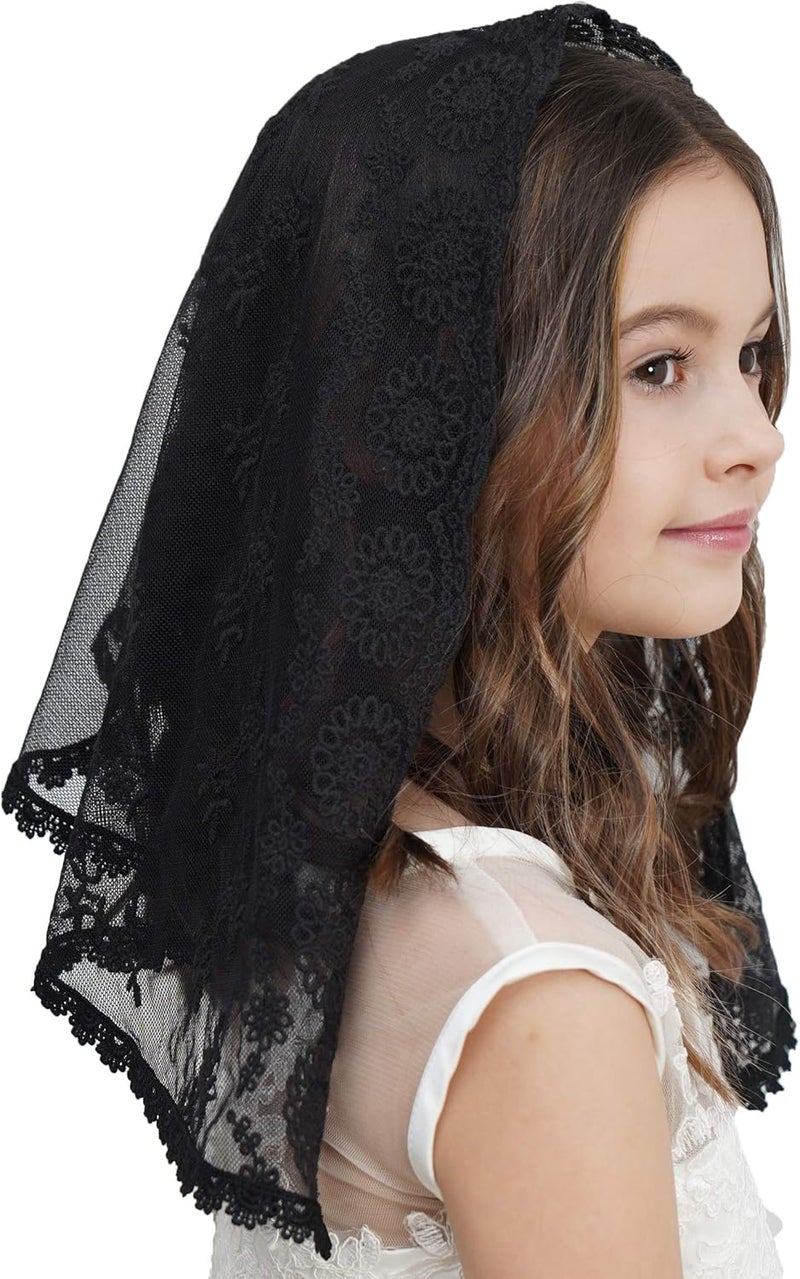 Leimandy Lace Headcovering for Girls Church Mantilla Veils for Girl Lace Head Cover V87 - Image 1