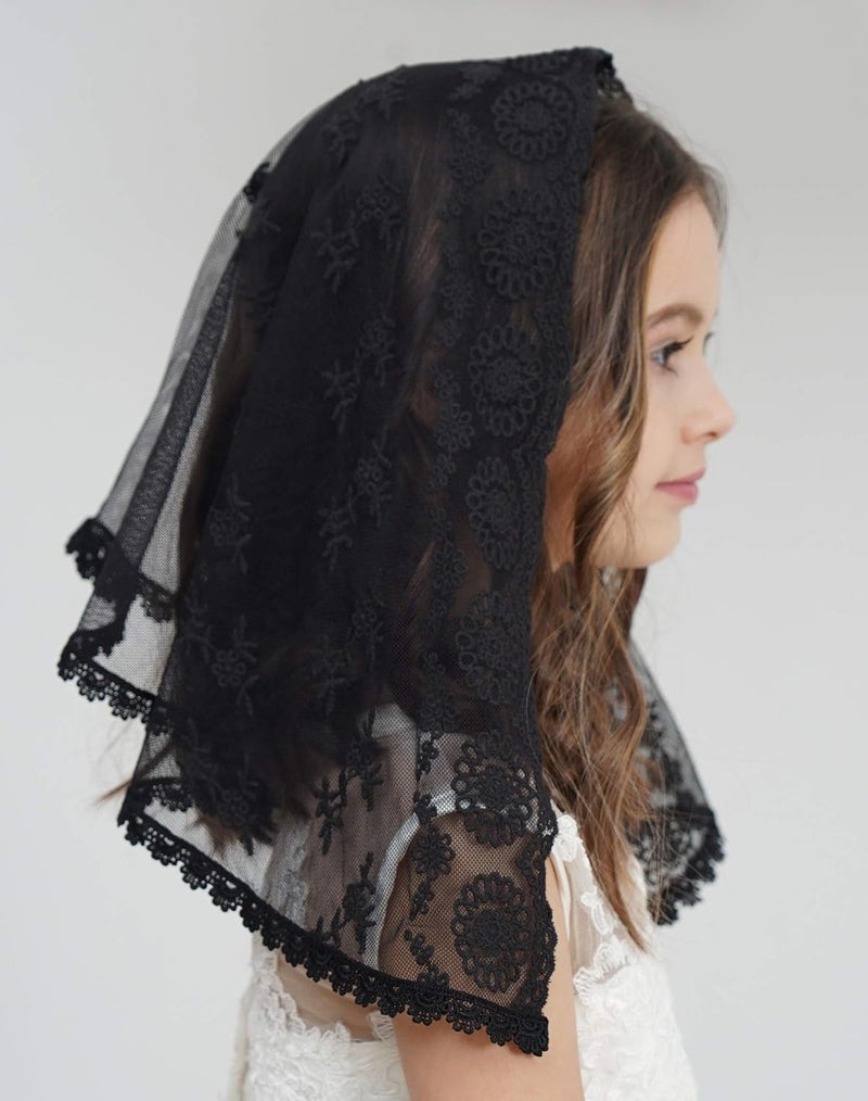 Leimandy Lace Headcovering for Girls Church Mantilla Veils for Girl Lace Head Cover V87 - Image 3