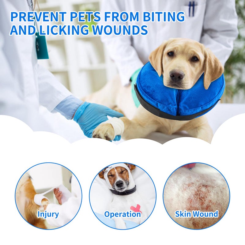 Rinling Inflatable Dog Cone Collar Alternative to Stop Licking After Surgery for Dogs, Soft Doggie Neck Donut Blue Large (9-14") - Image 4