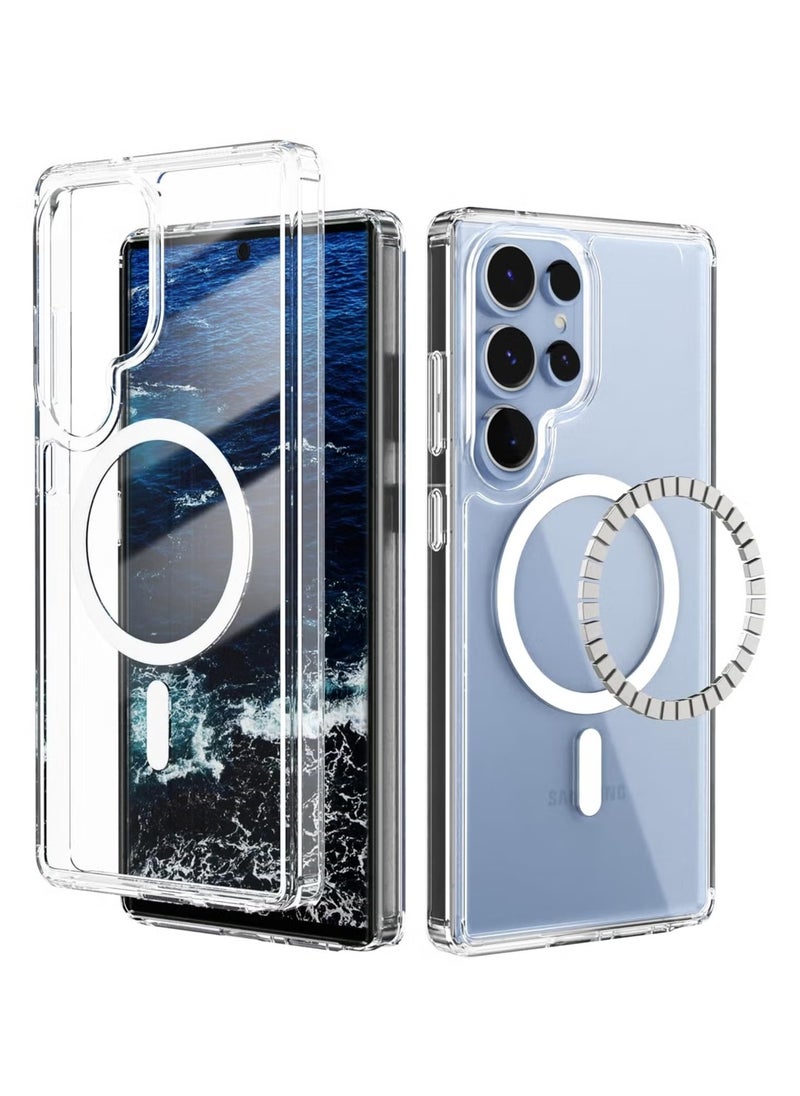 TIGER Samsung Galaxy S25 Ultra Magnetic Clear Hard Back Case, Shockproof TPU Frame Edge Bumper, Slim Transparent Protective Case for Samsung Galaxy S25 Ultra  - Image 1