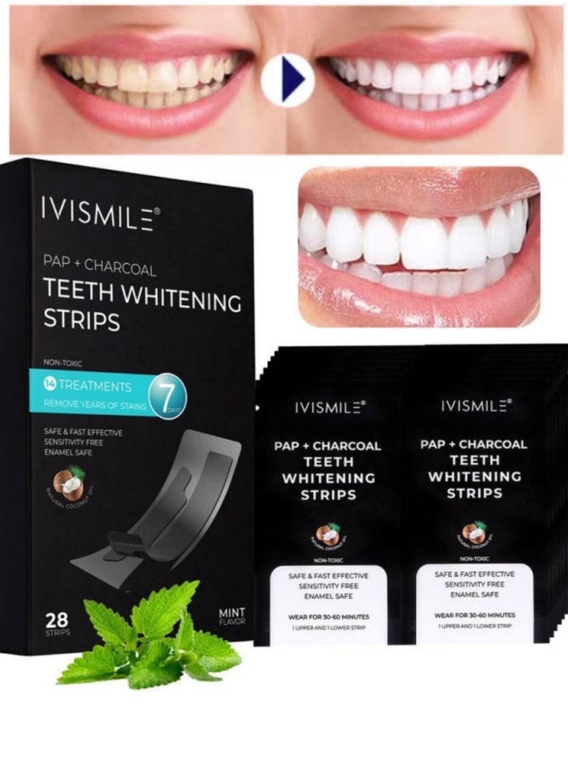 إيفيسميل 28 شريطًا فرديًا لتبييض الأسنان الحساسة - مجموعة تبييض أسنان احترافية آمنة، إزالة سريعة للاصفرار وتنظيف الأسنان، لطيفة على مينا الأسنان الحساسة - Image 1