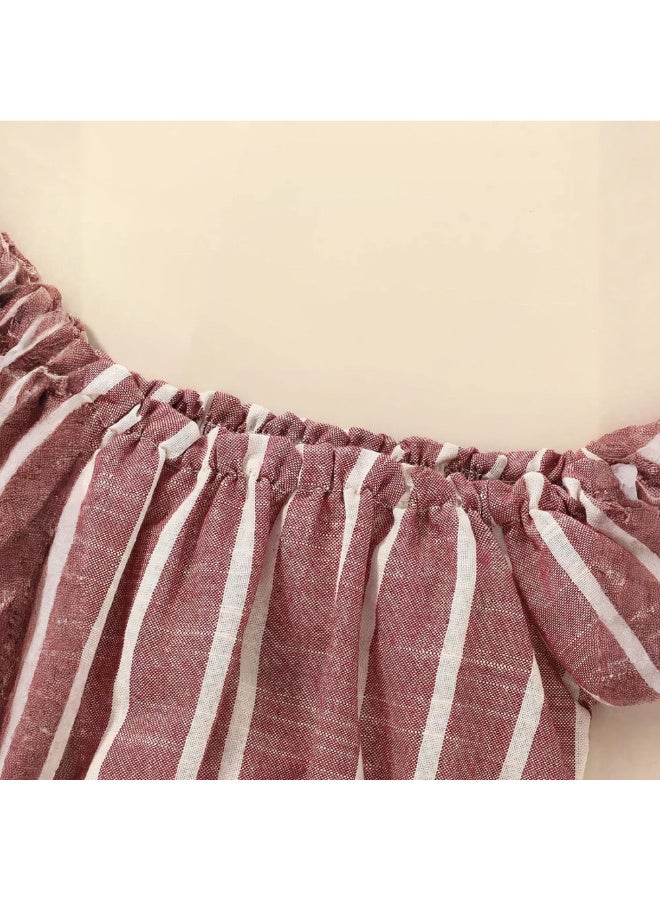 MiniMe Two-Piece Clothing Set for Girls | 60–72 Months | Maroon | Cotton | Summer Casual Dress | Off-Shoulder Top & Skirt Set | Soft Fabric | Comfortable | Breathable | Anti-Bacterial | Party Wear - Image 5