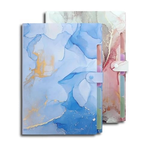 Corslet Pack of 2 Expanding File Folder,Folders for Important Documents Organizer,Accordion File Organizer,Aesthetic Folders for School Students,5 Pockets File Folder for Home Bills with Lables - Image 1