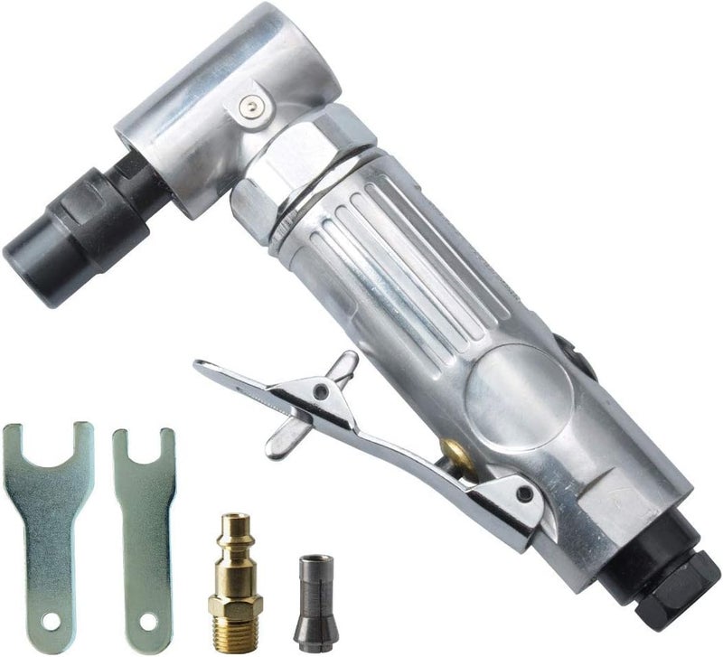 PROSHI 1/4-Inch 90° Angle Air Die Grinder, Mini Pneumatic Angle Die Grinder, Compact Air-Powered Grinder for Grinding, Polishing, Porting, and Deburring - Polished Finish - Image 1