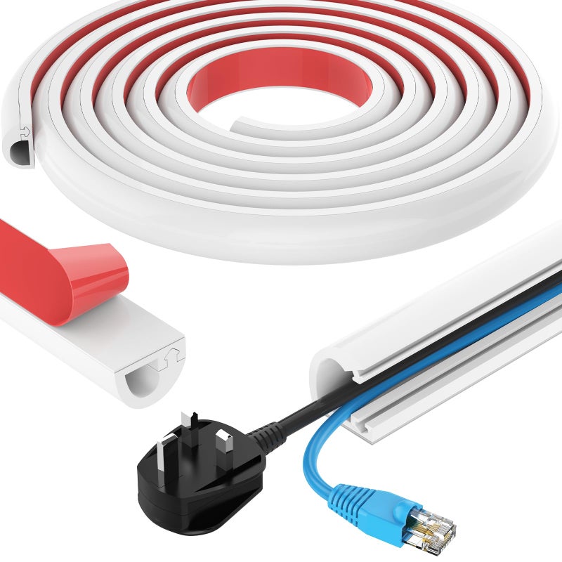 UOMTFAI 78 Inch Wall Cord Hider, Silicone Self Adhesive Cable Hider Cord Cover, Flexible Wire Covers for Cords Cable Cover Cable Concealer for Wires W0.59â€ H0.39â€ White - Image 1