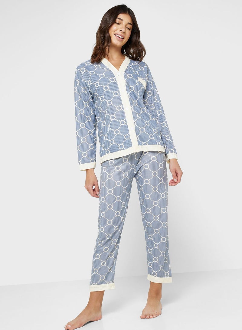 جينجر طقم بيجاما مزين بطبعات - Image 1