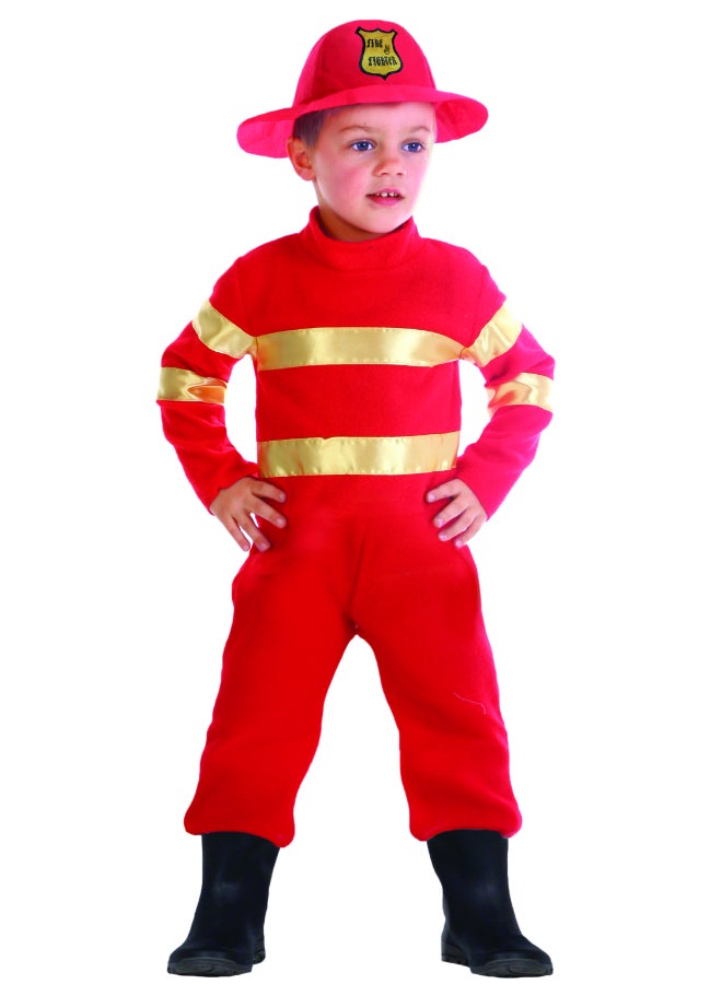 Ciao Baby Firefighter Costume for Kids 3-4 Years | Toddler Fireman Dress-Up Outfit with Jacket, Pants & Helmet - Image 1