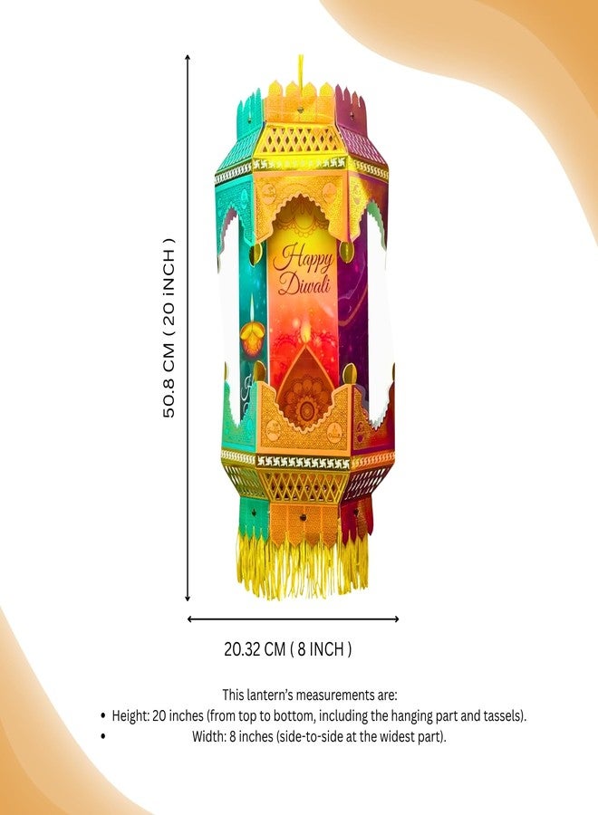 DIGI ART'S Digi Arts Store Deep Mahal Diwali Lantern | Traditional Paper Kandil Hanging Lamp with Tassels | Multicolor Festive Decorative Light for Home Balcony Window | Easy-to-Assemble Flat Pack | - Image 2