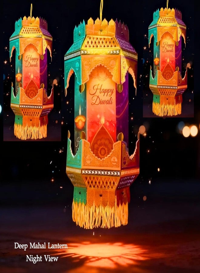 DIGI ART'S Digi Arts Store Deep Mahal Diwali Lantern | Traditional Paper Kandil Hanging Lamp with Tassels | Multicolor Festive Decorative Light for Home Balcony Window | Easy-to-Assemble Flat Pack | - Image 4
