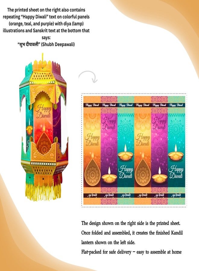 DIGI ART'S Digi Arts Store Deep Mahal Diwali Lantern | Traditional Paper Kandil Hanging Lamp with Tassels | Multicolor Festive Decorative Light for Home Balcony Window | Easy-to-Assemble Flat Pack | - Image 3