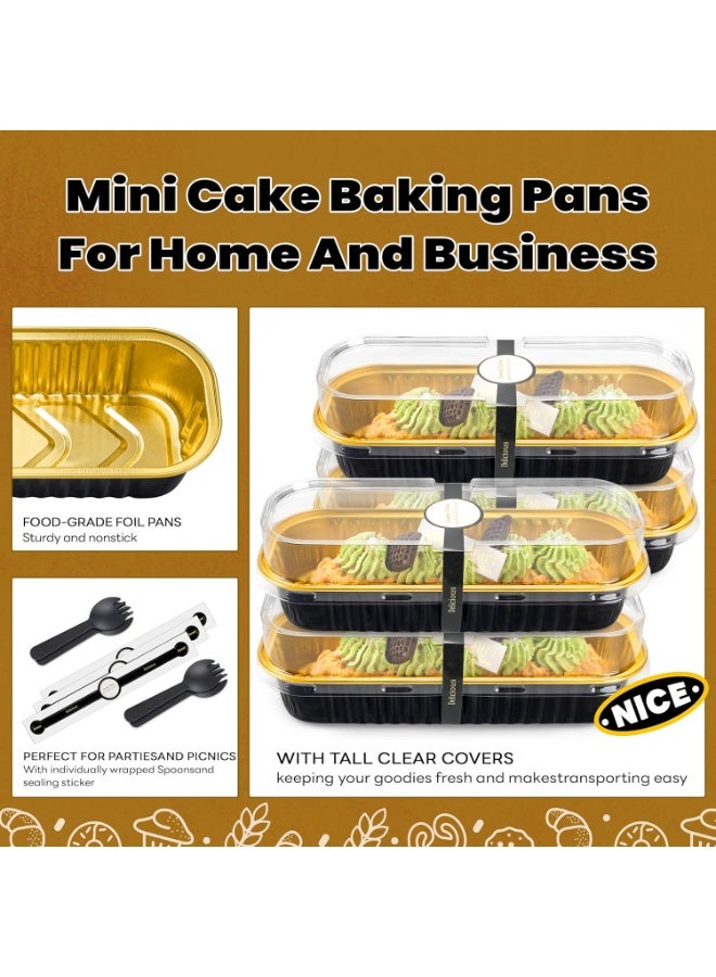general 30 Pack Mini Loaf Pans with Lids and Spoons Sealing Sticker, 6.8oz Mini Cake Pans for Baking, Disposable Aluminum Foil Loaf Pans, Pink Loaf Baking Pans, Small Cake Containers With Lids - Image 5
