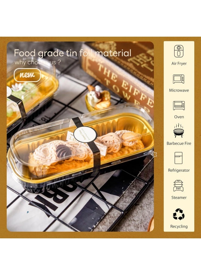 general 30 Pack Mini Loaf Pans with Lids and Spoons Sealing Sticker, 6.8oz Mini Cake Pans for Baking, Disposable Aluminum Foil Loaf Pans, Pink Loaf Baking Pans, Small Cake Containers With Lids - Image 2