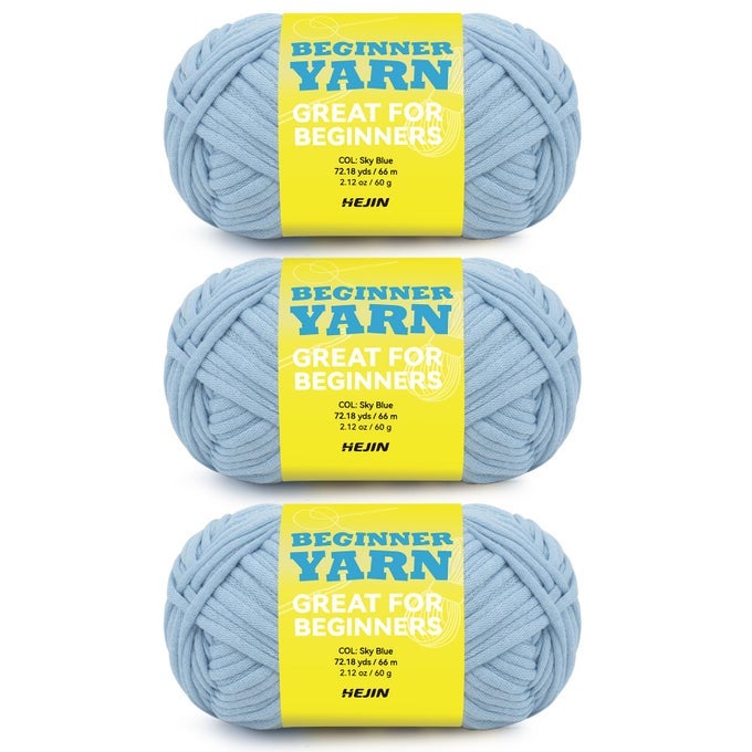 3X60G BLUE YARN FOR CROCHETING AND KNITTING3X66M 72YDS COTTON YARN FOR BEGINNERS WITH EASYTOSEE STITCHESWORSTEDWEIGHT MEDIUM 4COTTONNYLON BLEND YARN FOR BEGINNERS CROCHET KIT MAKING
