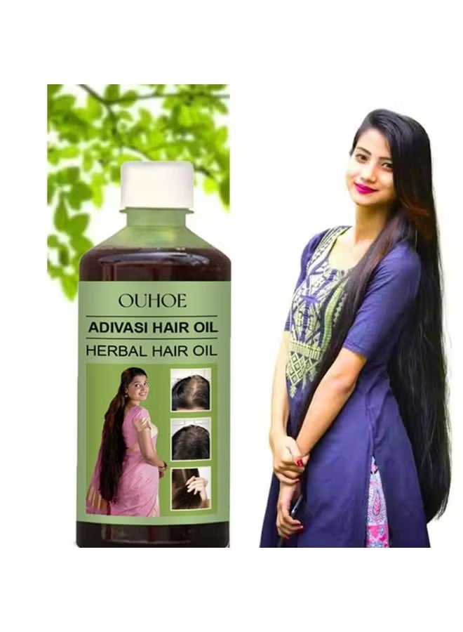 OUHOE Advasi Herbal Hair Oil - 100ml/3.38fl.oz, Smooths Frizzy & Dry Hair, Adds Shine & Moisture, Coconut Oil-Based, Ideal for All Hair Types, Hair Oil for Frizzy Hair, Stylish Bottle Design, Natural Ingredients - Image 3
