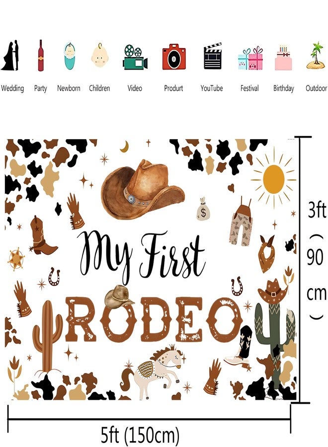My First Rodeo Birthday Party Backdrop Banner Western Cowboy 1st Rodeo Birthday Background Decorations My First Rodeo Party Supplies for boy - Image 2