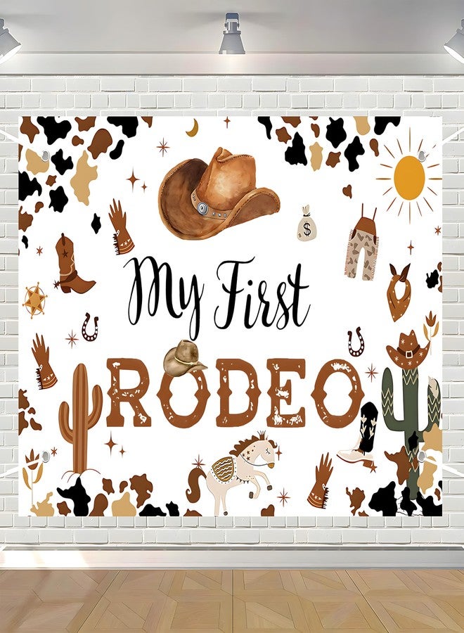 My First Rodeo Birthday Party Backdrop Banner Western Cowboy 1st Rodeo Birthday Background Decorations My First Rodeo Party Supplies for boy - Image 1