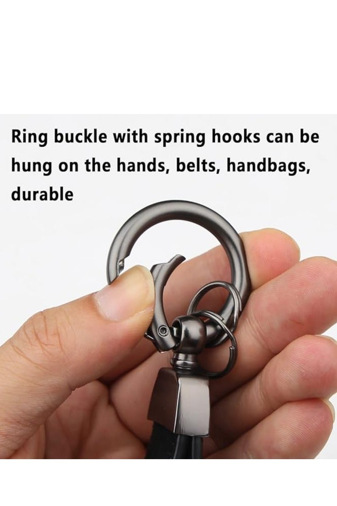 Generic Car PU leather metal keychain, multiple styles and styles - Grid leather zinc alloy ring 360 ° rotation - Car universal wristband - Key backpack car decoration pendant  - Image 4