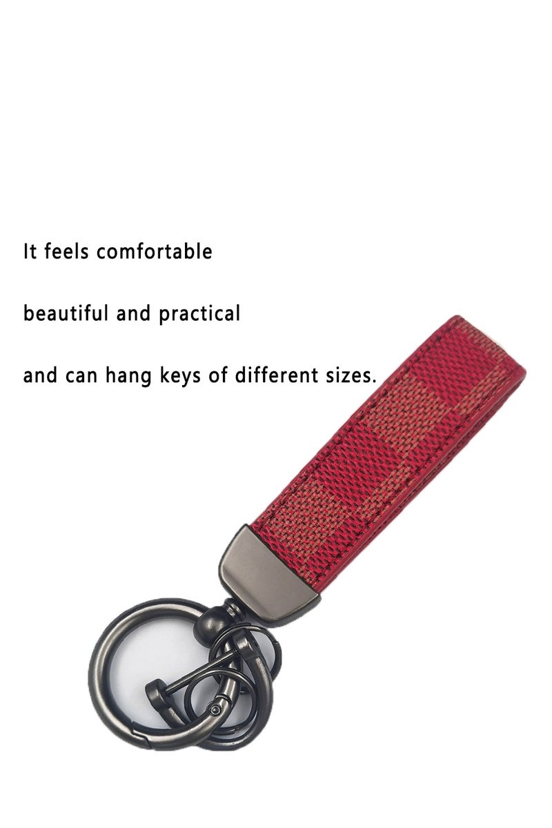 Generic Car PU leather metal keychain, multiple styles and styles - Grid leather zinc alloy ring 360 ° rotation - Car universal wristband - Key backpack car decoration pendant  - Image 5