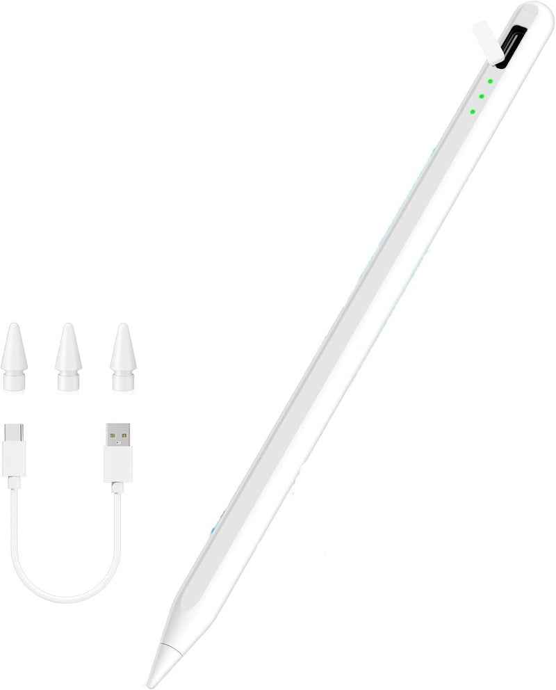 Bluejw Stylus Pen, Flatbed Pencil Flatbed Pen, Quick Button Bluetooth Fast Charging, Tablet Pens with Tilt Sensitivity Palm Rejection, Magnetic Stylus Pencil Compatible with iPad - Image 1