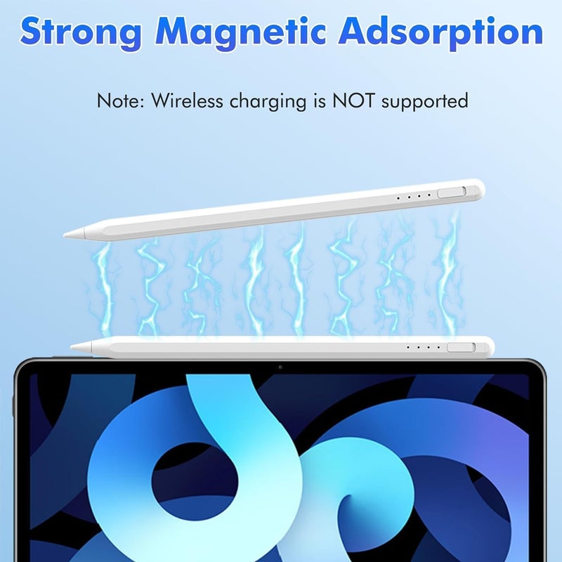 Bluejw Stylus Pen, Flatbed Pencil Flatbed Pen, Quick Button Bluetooth Fast Charging, Tablet Pens with Tilt Sensitivity Palm Rejection, Magnetic Stylus Pencil Compatible with iPad - Image 5