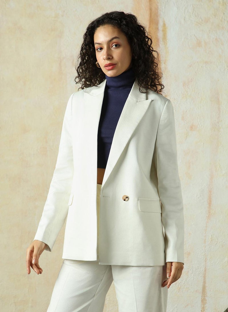 HIGH STAR Women's Marshmallow Cotton Blend Solid Oversized Blazer  - Image 2