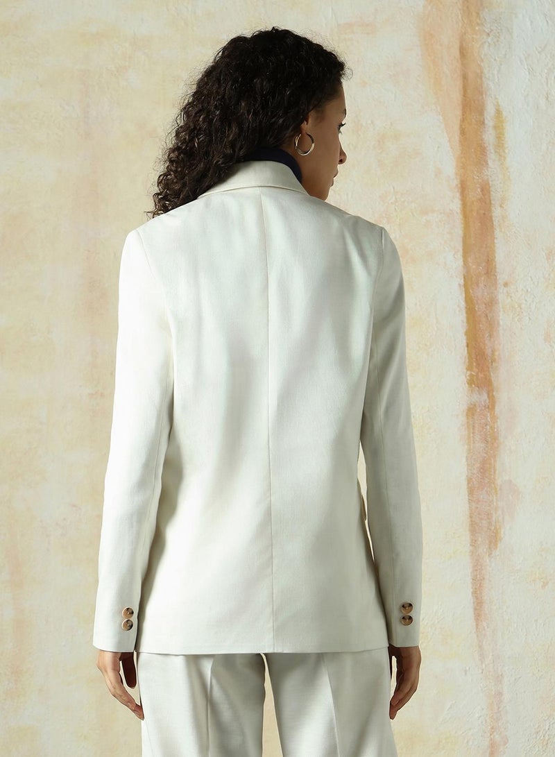 HIGH STAR Women's Marshmallow Cotton Blend Solid Oversized Blazer  - Image 3