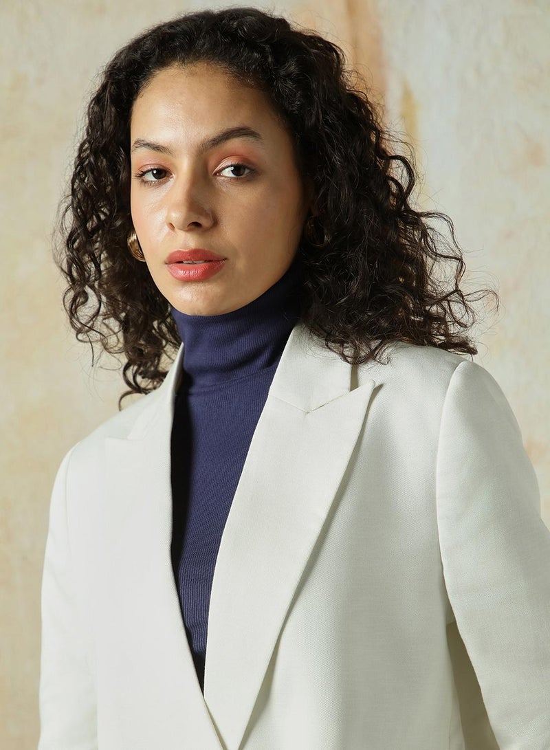 HIGH STAR Women's Marshmallow Cotton Blend Solid Oversized Blazer  - Image 5