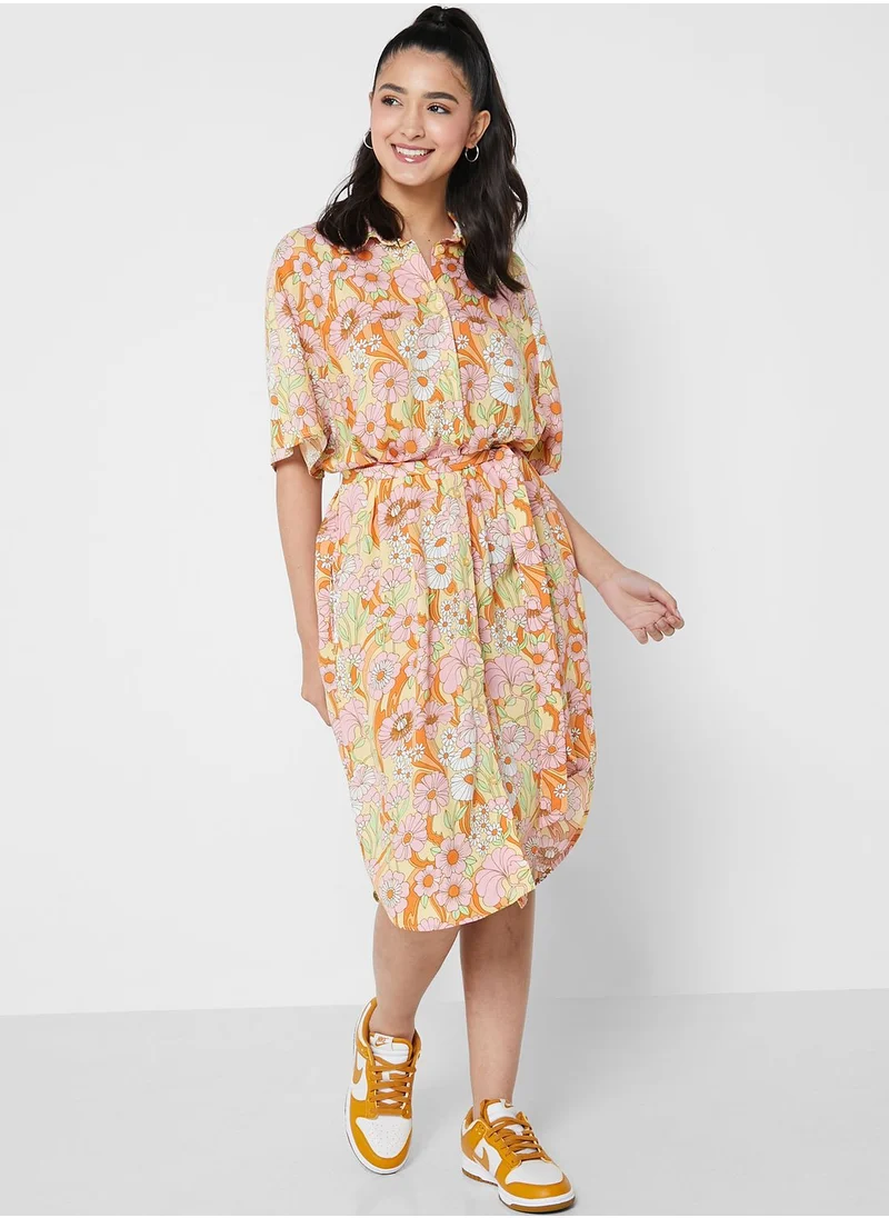 MONKI Floral Tie Detail Dress