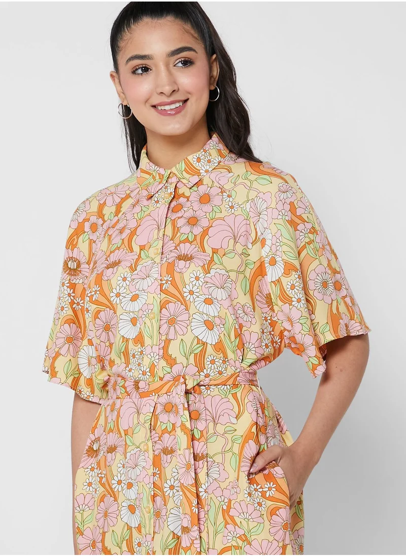 MONKI Floral Tie Detail Dress