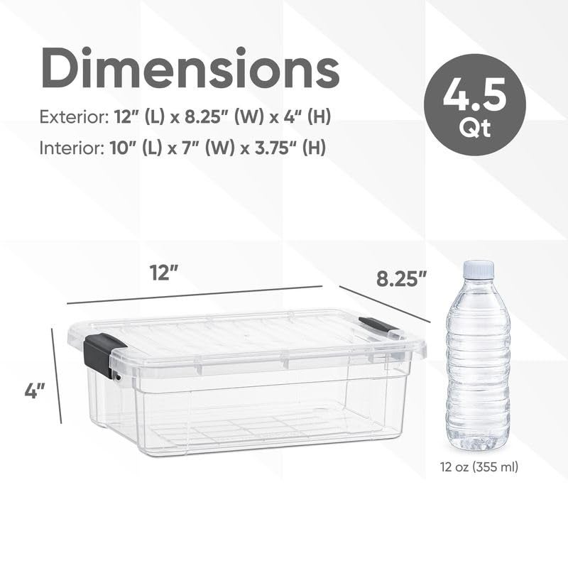 Superio Clear Plastic Storage Bins with Lid, 4.5 Quart Box, Organizing Containers, Stackable Plastic Tote for Home, Garage, Dorm, School, and Office - Image 2