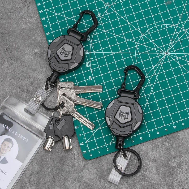 MNGARISTA Retractable Keychain, Heavy Duty Carabiner Badge Holder, Tactical ID Badge Reel with 31.5â€ Steel Retractable Cord, 8.0 oz - Image 2