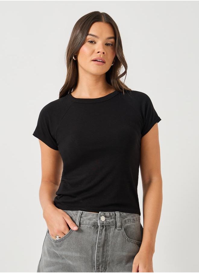 Styli Styli Plain Short Sleeve Fitted T-Shirt  - Image 1