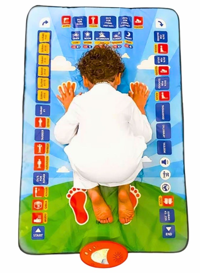 Chase Up Interactive Electronic Smart Prayer Mat for Kids – Step-by-Step Salah Educational Rug	Touch Sensitive Talking Prayer Mat with Pre-recorded Surahs, Adhan & Duas - Image 1