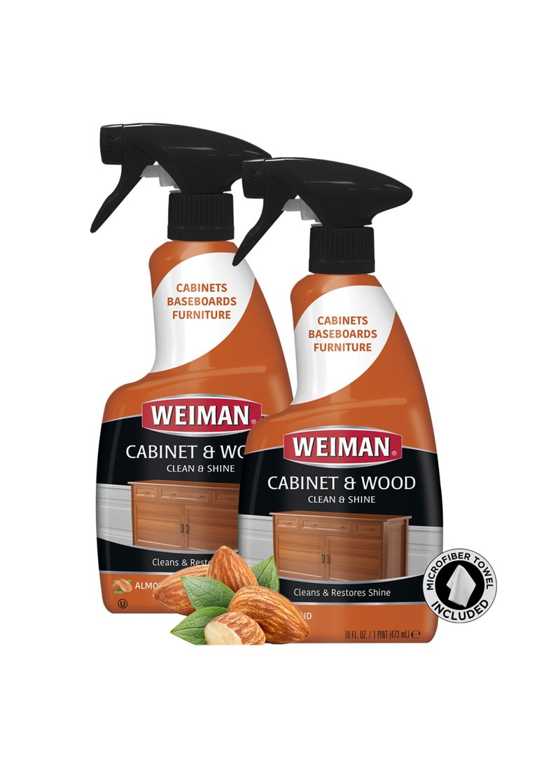 Weiman - Cabinet & Wood Clean & Shine Clean and Protect Spray - For Wood Cabinets, Furniture, Tables, Baseboards, Trim and more! 16 oz, 2 PACK - Image 1