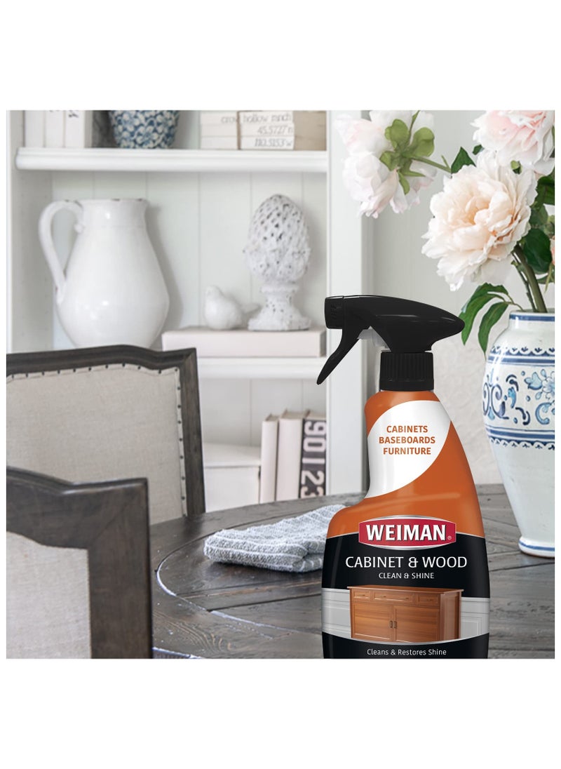 Weiman - Cabinet & Wood Clean & Shine Clean and Protect Spray - For Wood Cabinets, Furniture, Tables, Baseboards, Trim and more! 16 oz, 2 PACK - Image 1