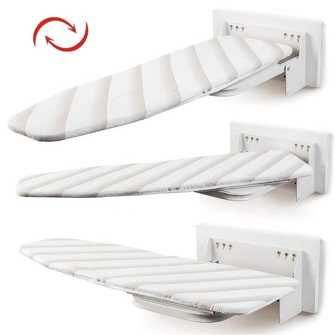 HEAVY DUTY IRONING BOARD 37 X 13 INCH FOLDABLE WALLMOUNTED IRONING BOARD WITH HEAT RESISTANT COVER 180 ROTATION SPACESAVING IRONING BOARDS FOR LAUNDRY ROOM DORM