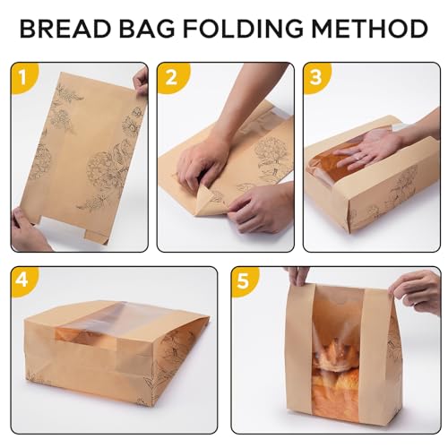 betkou 24 Pack Paper Bread Bags for Homemade Bread and Sourdough, 50% Thicker Large Kraft Loaf Bags with Clear Window for Bakery Packaging & Storage, Includes Sealing Stickers - Image 4