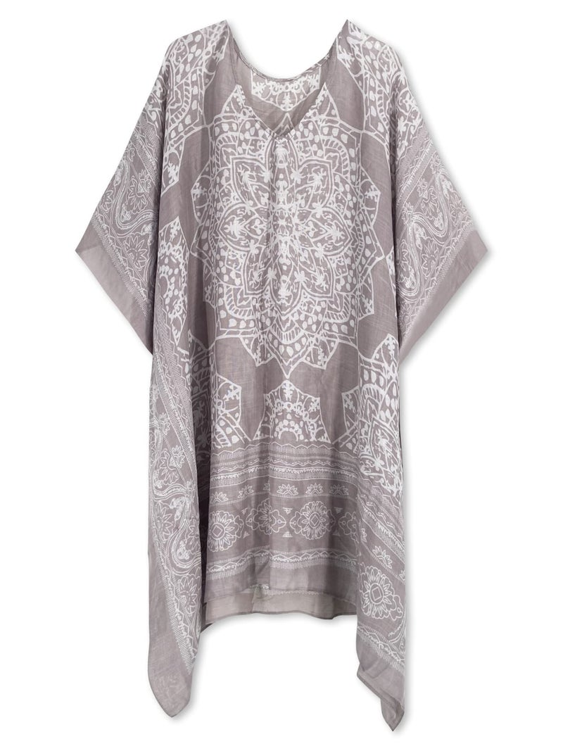 Moss Rose Women's Swimsuit Cover up Beach Kaftan for Bathing Suit with Floral Pattern - Image 3