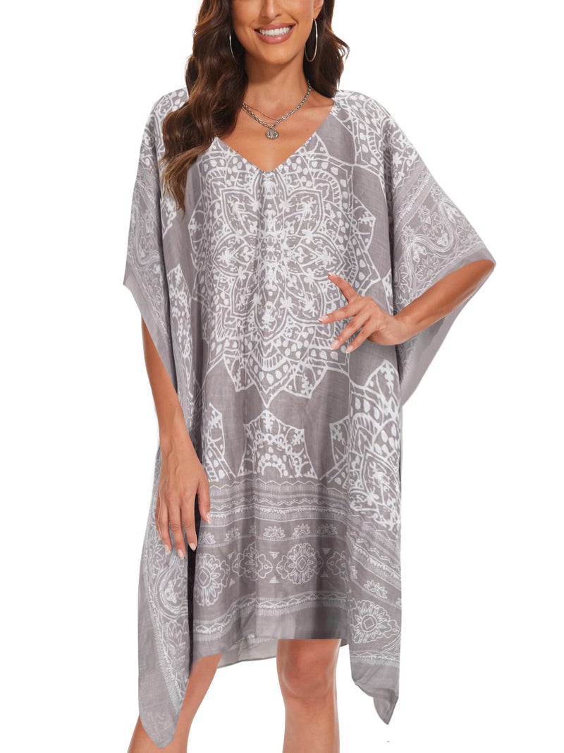 Moss Rose Women's Swimsuit Cover up Beach Kaftan for Bathing Suit with Floral Pattern - Image 2