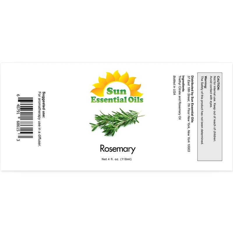 Sun Essential Oils - 4 oz Rosemary Essential Oil for Hair Growth, Skin, Scalp - Drops for Diffuser, Humidifier & Aromatherapy Massage - DIY Candle, Lotion & Shampoo Making - Help Sleep - Image 2