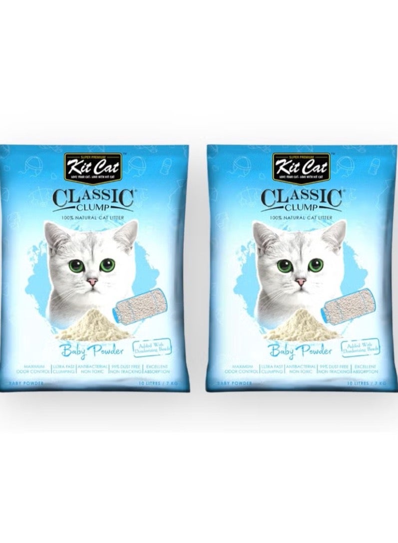 كيت كات رمل كلاسيك للقطط برائحة بودرة الأطفال 10لتر قطعتان