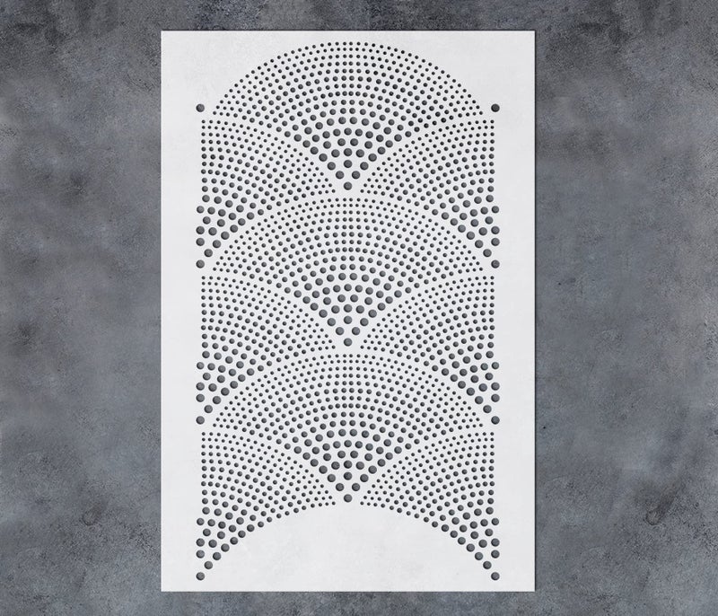 قالب جدار قشري مشع من GSS Designs 16x24 بوصة قالب جدار هندسي كبير قالب رسم جدار هندسي حديث نقاط هندسية على الجدران