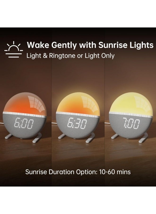 Generic - Alarm clock Wake Up Light Sunrise Alarm Clock for Kids, Adults, Heavy Sleepers, Bedroom, Sunlight Alarm Clock with Sunrise Simulation, Snooze, 7 Ringtones, Sleep Aid, 9 Colors Night Light, Ideal for Gift - Image 1